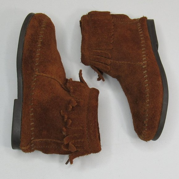 Minnetonka Kids Back Zipper Suede Boot Hardsole Size 10 - Picture 4 of 13